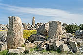 Selinunte the temple hill. Temple ruins crushed to the ground, like a fantastic work of art 